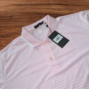 NWT GFore‎ BLUSH Pink Stripes Men’s Size Large Golf Polo Nylon Blend